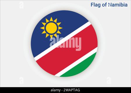 High detailed flag of Namibia. National Namibia flag. Africa. 3D illustration. Stock Vector