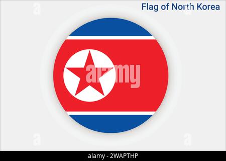 High detailed flag of North Korea. National North Korea flag. Asia. 3D illustration. Stock Vector