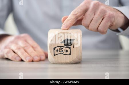 Wooden block with symbol of fafsa concept Stock Photo