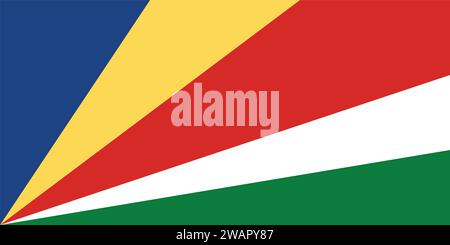 High detailed flag of Seychelles. National Seychelles flag. Africa. 3D illustration. Stock Vector