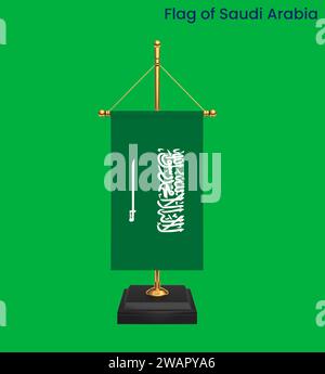 High detailed flag of Saudi Arabia. National Saudi Arabia flag. Asia. 3D illustration. Stock Photo