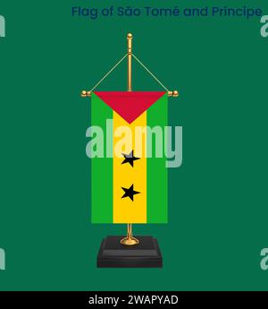 High detailed flag of Flag of Sao Tome and Principe. National Flag of Sao Tome and Principe flag. Africa. 3D illustration. Stock Photo