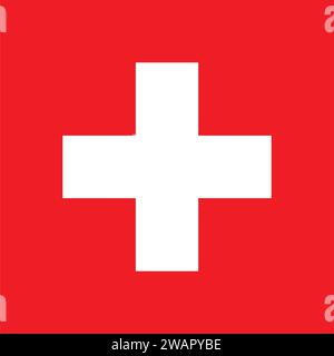 High detailed flag of Switzerland. National Switzerland flag. Europe. 3D illustration. Stock Vector