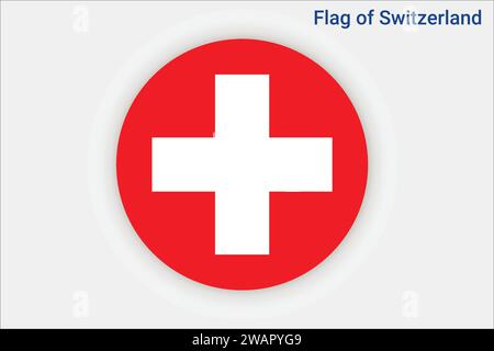 High detailed flag of Switzerland. National Switzerland flag. Europe. 3D illustration. Stock Vector