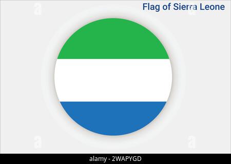High detailed flag of Sierra Leone. National Sierra Leone flag. Africa. 3D illustration. Stock Vector