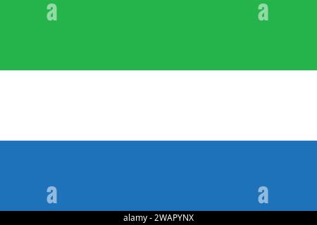 High detailed flag of Sierra Leone. National Sierra Leone flag. Africa. 3D illustration. Stock Vector