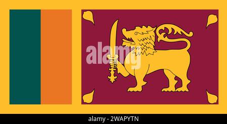 High detailed flag of Srilanka. National Srilanka flag. Asia. 3D illustration. Stock Vector