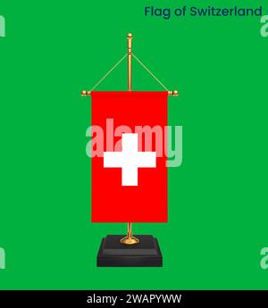 High detailed flag of Switzerland. National Switzerland flag. Europe. 3D illustration. Stock Photo