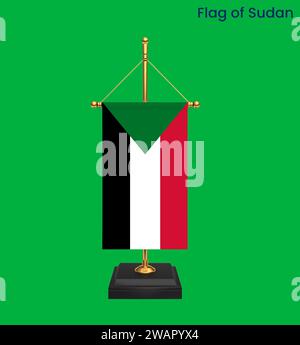 High detailed flag of Sudan. National Sudan flag. Africa. 3D illustration. Stock Photo