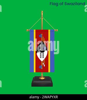 High detailed flag of Swaziland. National Swaziland flag. Africa. 3D illustration. Stock Photo