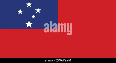 High detailed flag of Samoa. National Samoa flag. Oceania. 3D illustration. Stock Vector