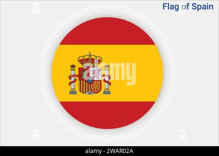 High detailed flag of Spain. National Spain flag. Europe. Africa. 3D illustration. Stock Vector