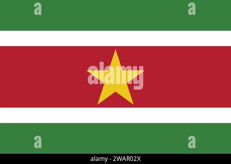High detailed flag of Suriname. National Suriname flag. South America. 3D illustration. Stock Vector