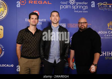 Palm Springs, California, U.S.A. 5th Jan, 2024. ''Amongst the Trees'' directors Trent Ubben, Jack Jensen and Josh Nathan pose for a photo together on the red carpet for opening night of the Palm Springs International Film Festival at the Richards Center for the Arts at Palm Springs High School in Palm Springs, CA., Friday, Jan. 5, 2024. (Credit Image: © Amy Katz/ZUMA Press Wire) EDITORIAL USAGE ONLY! Not for Commercial USAGE! Stock Photo