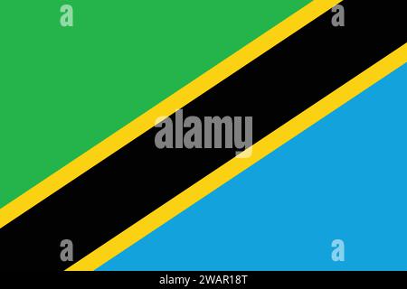 High detailed flag of Tanzania. National Tanzania flag. Africa. 3D illustration. Stock Vector