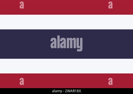 High detailed flag of Thailand. National Thailand flag. Asia. 3D illustration. Stock Vector
