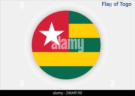 High detailed flag of Togo. National Togo flag. Africa. 3D illustration. Stock Vector