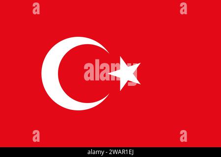 High detailed flag of Turkey. National Turkey flag. Asia. Europe. 3D illustration. Stock Photo