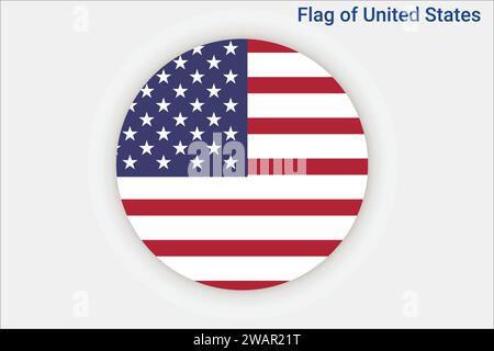 High detailed flag of United States. National United States flag. North America. USA. 3D illustration. Stock Vector