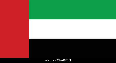 High detailed flag of United arab emirates. National United arab emirates flag. Asia. UAE. 3D illustration. Stock Vector