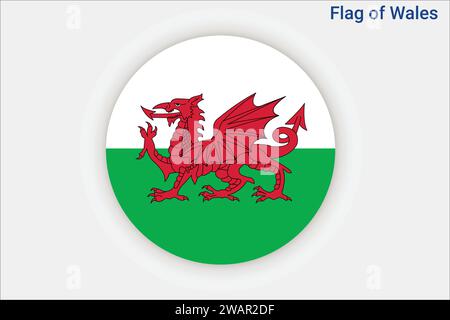 High detailed flag of Wales. National Wales flag. Europe. 3D illustration. Stock Vector