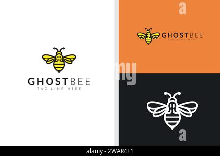 GhostBee Brand Concept, Striking Dual-Colored Logo Design With a Modern Twist on Nature Stock Vector