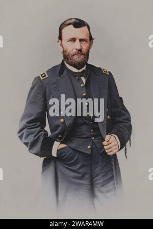 Ulysses S. Grant 22nd April 1865, Philadelphia, Pennsylvania. By Frederick Gutekunst. The black armband hanging from his sleeve may be a mourning band Stock Photo