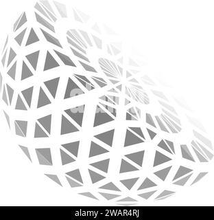 Wireframe hemisphere globe isolated on white background. 3d cell network. Stock Vector