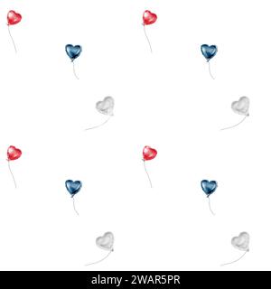 French style animals seamless pattern. Cute cartoon Parisian cat and scottish vector illustration. balloons hearts and Eiffel tower. French style Stock Vector