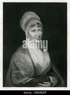 Portrait of Elizabeth Fry (1780-1845) English Reformer, Quaker & Philanthropist (Engraving 1846) Vintage or Historical Illustration Stock Photo