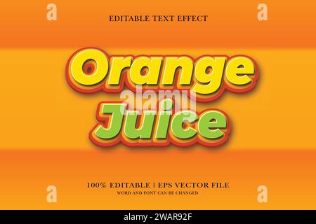Orange Juice Editable text Effect with 3d vector design Stock Vector