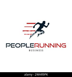 People Running Icon Logo Design Template Stock Vector