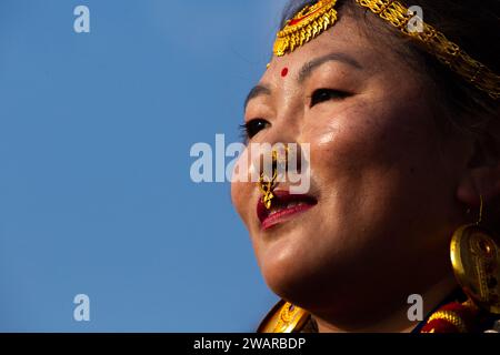 Kathmandu Nepal 06th Jan 2024 On January 6 2024 In Kathmandu   Kathmandu Nepal 06th Jan 2024 On January 6 2024 In Kathmandu Nepal Women From The Kirant Rai Community In Traditional Attire Is Pictured During The Sakela Udhauli Festival Photo By Abhishek Maharjansipa Usa Credit Sipa Usaalamy Live News 2warbdp 