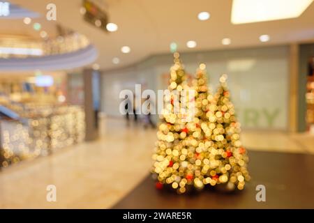 Christmassy Decorated Shopping Center - Room Impression Bokeh Background Stock Photo