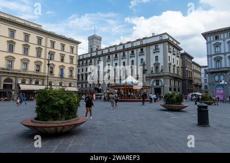 Florence, Italy, July 25, 2023. Piazza della Repubblica, Republic Square. Stock Photo