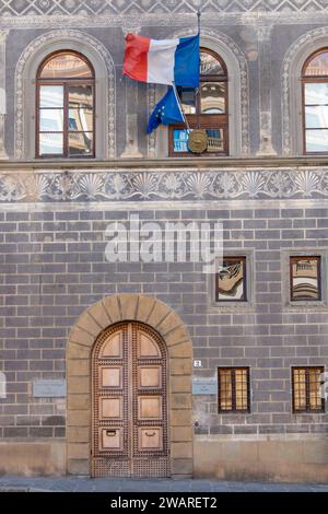 Florence, Italy, July 25, 2023. The Lenzi Palace, French Institute of Florence, Stock Photo