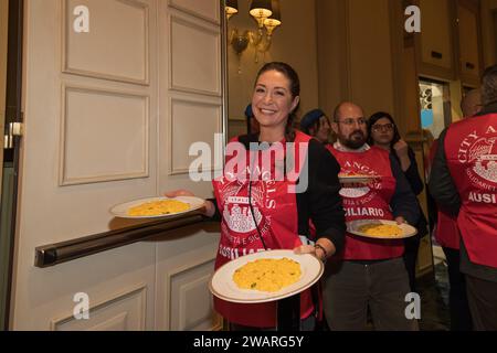 Milano, Italy. 06th Jan, 2024. Hotel Principe di Savoia di Milano, Milano, Italy, January 06, 2024, serving meals to the homeless during LA BEFANA DEL CLOCHARD CON I CITY ANGELS - News Credit: Live Media Publishing Group/Alamy Live News Stock Photo