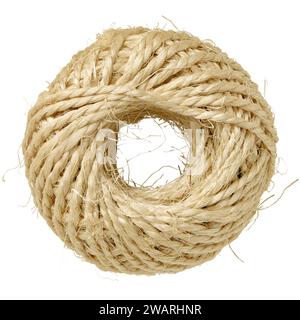Ball of thick rough rope, isolated on white background Stock Photo