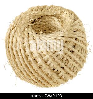 Ball of thick rough rope, isolated on white background Stock Photo