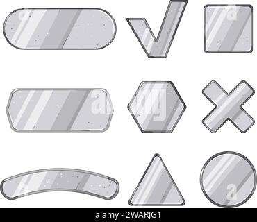 Set of square golden and silver ui game frames with cast metal ...