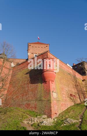 Exterior of the famous Wawel castle in Krakow, Poland. It is a fortified residency on the Vistula River and represents nearly all European architectur Stock Photo