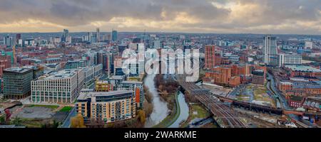 Aerial panoramic view of Leeds city centre from the south Stock Photo ...