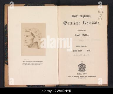 Photo production from a print to a painting, representing a portrait of Dante Alighieri, Anonymous, After Rafaël, c. 1871 - In or Before 1876 photograph   photographic support albumen print Dante Stock Photo