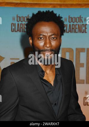 LOS ANGELES, CALIFORNIA - JANUARY 05: Babs Olusanmokun attends the Los Angeles Premiere of Sony Pictures' 'The Book Of Clarence' at Academy Museum of Stock Photo