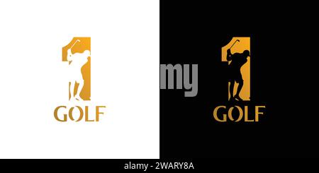 The first golf logo design is unique and modern Stock Vector