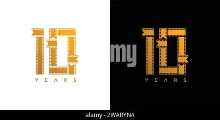 Unique and modern logo design for the 10th anniversary of cinema Stock Vector