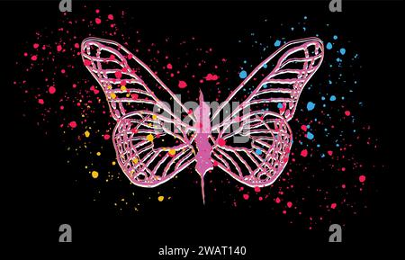 butterfly with paint splash Stock Vector