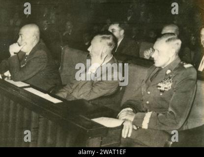 Polish PM Josef Cyrankiewicz (left), Z. Novak, and Minister of Defence Marshal Konstantin Rokossovsky at the Diet opening, Warsaw, Poland 1956 Stock Photo