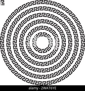 Vector Set of Round Greek Key Borders in Various Sizes Stock Vector