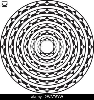 African or Mexican Aztec round circular border frame in a range of sizes. Stock Vector